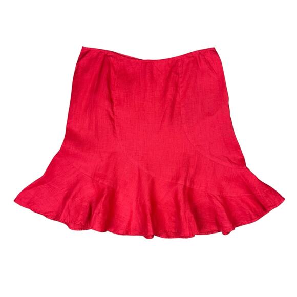 Old Navy Dresses & Skirts - Old Navy Y2K 2003 Red Orange 100% Linen Flounce Skirt